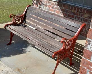 Vintage Cast Iron and Wooden Garden Bench