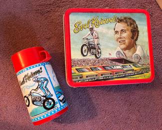 Vintage Evel Knievel lunchbox with thermos