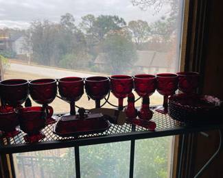 Ruby red glass set.