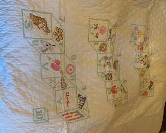 Baby quilt. I heard today that 75% of children entering kindergarten don't know the alphabet.