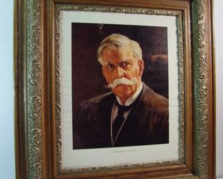 Lot 79:   1950's Color litho of Oliver Wendell Holmes, 16" x 20" by Eben Farrington Comine  (1975 - 1949) with permission from the Massachusetts Supreme Court.  In a 1880 Victorian oak and gilt frame 26 1/2" x 30 1/2".   Cond: Frame has some corner touch ups in the gilt section, print has no damage.  Est. $100 - 150.