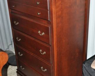 Adding to the Morigeau-Lepine Bedroom Furniture is this Stunning Five-Drawer Cherry Wood Dresser. 32.5"W x 48"H x 21"D, ($395).