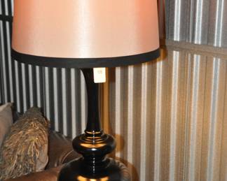 Wonderful 33” Black Pillar Lamp with Decorative Ribbon Shade, Two Available ($125 Each)