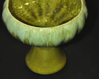 Very Cool, Mid Century Green Glazed Ceramic Footed Planter, $25