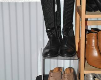 Two Great Pair of Aquatalia Boots, Black Leather Riding Boot Size 9 ($60) and Beige Leather Bootie Size 9, ($50)