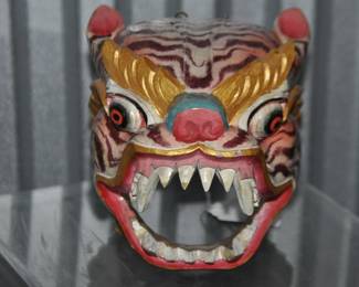 Hand Carved and Colorfully Painted Chinese Wooden Tiger Ceremonial Wall Mask ($30)