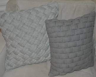 19”  Light Grey Basket weave Decorative Pillow ($40) Shown with a 15” Charcoal Grey Basket Weave Decorative Pillow ($30)