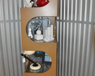 Phenomenal Edward Wormley for Dunbar Mid Century Etagere Wooden Display With Three Glass Shelf Inserts. Etagere has been Electrified but is Non-Working. 20" w x 79"h x 20"d ($2995)