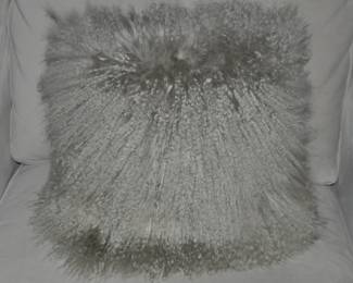 Crate and Barrel Light Grey 18” Mongolian Fur Decorative Pillow ($38)