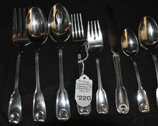 Vintage Reed & Barton "Colonial Shell" Stainless Flatware, Pictured is a Sample of the 72 Piece Set, $220.