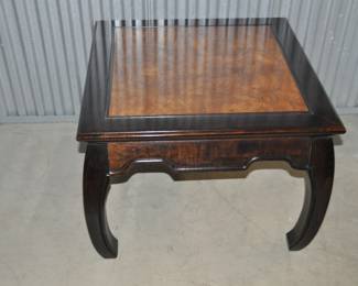 Vintage Ethan Allen Burl Elm Oriental Style Over Sized Side Table, 28"w x 24"h x 28"d, $275