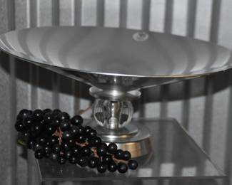 Fantastic Art Deco Aluminum Compote by Lurelle Guild for Kensington with Glass Globe Pedestal, C.1934, 13.5"w x 6"h ($95)