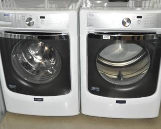 Utility Showroom Features a Maytag Maxima Direct Drive 27" 4.5 cu ft. Front Loader Washer with 11 Wash Cycles, MHW7100DWO ($500) Shown with a Maytag Maxima Steam Gas Dryer with Large Capacity Stainless Steel Drum 7.3cu ft. ($575) Sold as a Pair ($950)