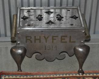 This Antique Rhyfel (c. 1914) Early Bed Warmer & Steel Footman is an Absolute Classic! 19"W x 15"H x 13"D ($115)