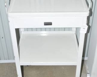 Perfect for Extra Bathroom/Craft Storage is this Great Painted White Vintage Metal Rolling Dental Cabinet with One Drawer and Side Railing, 21"W x 33.5"H x 16.5"D ($145)