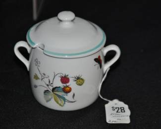 Royal Worcester Strawberry Fair Porcelain Sugar Bowl With Lid and Two Handles is the Essence of Charming. (4.5" x 3"W x 4"H), $28.