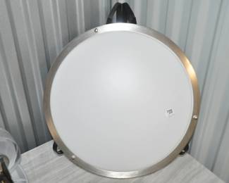 16" Flush Mounted Ceiling Fixture in Satin Silver and Frosted Molded Plastic, ($20).