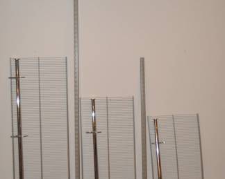 The Organized Living FreedomRail Ventilated Shelf System is Available in Five Lengths to Customize the Perfect Closet! All are 16" Deep, Epoxy Coated Steel, Nikel (Grey) Color and Made in the USA! Also Shown are the Coordinating Chrome Shelf Brackets with Rods, Clips and Stoppers and the UpRights!!! Several Rails also Available. All Priced Less Than 60% off Retail! We have 5 of the 48", 19 of the 36", 14 of the 24" & 4 of the 20" & 1 of the 30" Shelves Available! Prices for the Shelves Range $8 -$20 each