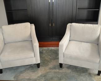Fantastic West Elm “Paidge” Dove Grey Suede Arm Chair, Two Available. 34” W x 30”H x 37”D ($525ea.)
