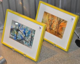 Matted and Framed Watercolor and Charcoal Landscapes, 10.25” x 8.25”. Artist Signed, ‘67. ($25 ea.)