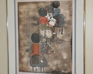 Graciela Rodo Boulanger, (b. 1935) Bolivia, Artist Proof and Pencil Signed Limited Edition Lithograph, "Three Figures Riding Bulls" 28' x 34.25" ($495)
