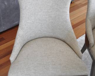 Front View of the Dining Room Chairs Upholstered in an “Oatmeal” Tweed Fabric.