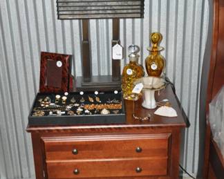 This High Quality Canadian Made Morigeau-Lepine 2-Drawer Side Table is an Excellent Addition to Any Bedroom Set (24.5" H) and is Shown with Fantastic Accessories.