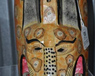 Contented Jaguar Hand Carved and Colorfully Painted Wall Mask ($35)