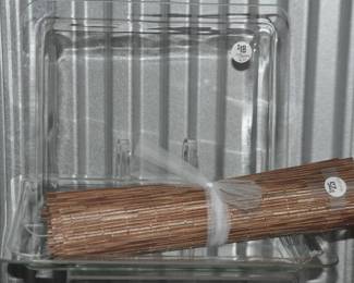 Fantastic Clear Glass Rectangle Serving Trays/Platters, in 2 Sizes ($18 & $25) Shown with a Set of 4 Tan Wipe-able Place mats ($25)