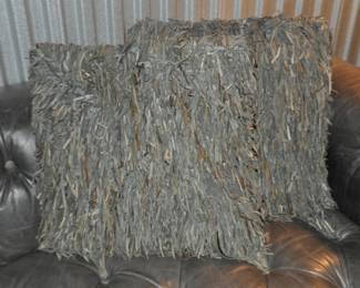 Fabulous 18” 100% Leather Fringe Decorative Pillow, One Available ($50 Each) One Sold