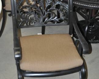 Up Close View of Two of the Iron Outdoor Patio Arm Chairs in the Dining Set!