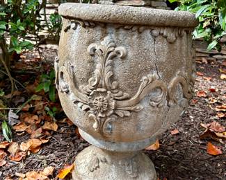 pair of matching cement planters