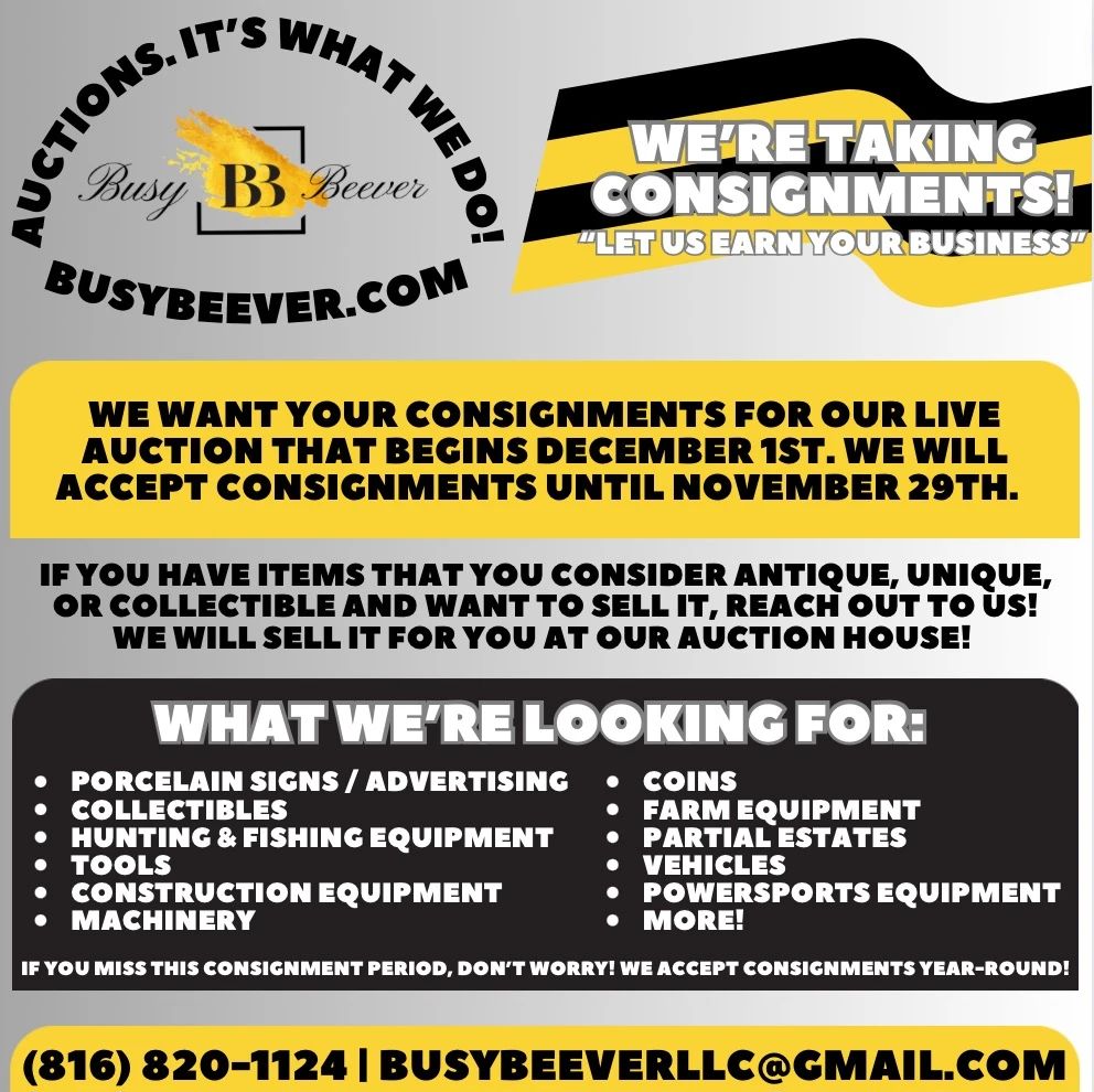 We are consigning items now. If you have unique or advertising, you will want to add it here.