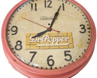 Dr Pepper Clock has no cord 17 inches round glass face