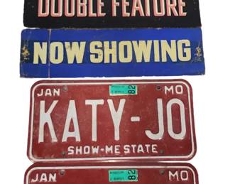 Various signage and Unique License plates