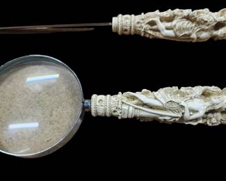 Bone Letter opener and Magnifying set