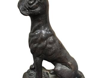 Cast metal dog statuary 9 inches