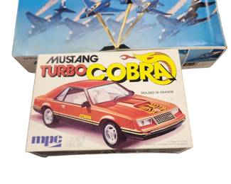1980s Revell Blue Angels kit and MPC Mustang Turbo Cobra kit