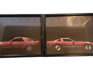 1980s Porsche and Corvette prints
