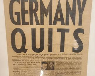 Framed German Quits 1945 Stars and Stripes article
