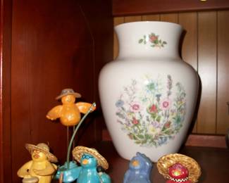 Hand Carved Ducks with Ansley Wild Tudor Bone China Vase