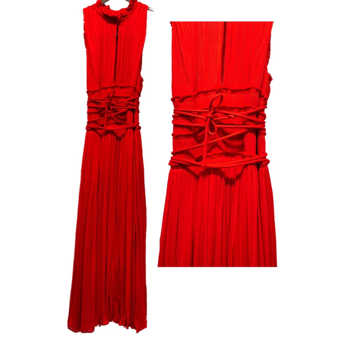 Grecian Red Drape Sleeveless Long Dress