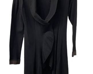 D.Exterior Black Shawl Collar Cardigan