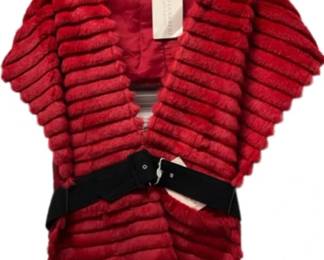 Gio Guerreri Belted Red Rib Fur StoleOS