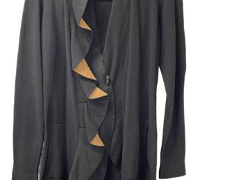 D. Exterior Ruffle Front Flat Knit Cardigan