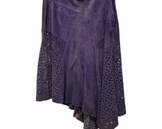 Aubergine Suede draped lace inset skirt