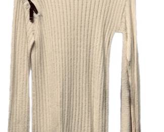 Barbara Wells Ivory Rib Blk Zipper SwtrszS 