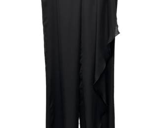 Black Crepe Chiffon Side Drape Pant 