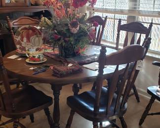 Pine dining table with 6 chairs
