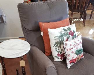 Marble top plant stand, Lazy Boy rocker recliner